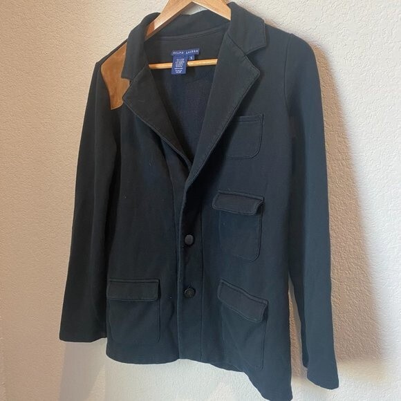 Ralph Lauren Black Button Front Cotton Blend Blazer - Size Small - EUC - Picture 6 of 8